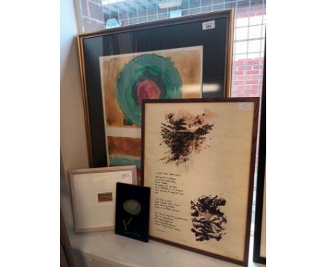Caroline Watt, Merilyn smith, Adrian Henri and A.D. Mixed artworks; Four- Watt- untitled watercolour dated 69, A.D.- Small mi