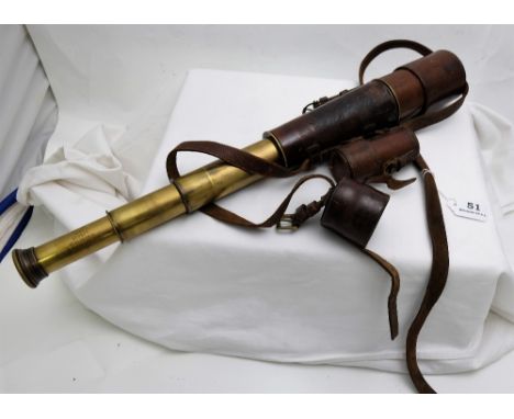 Telescopic Brass Telescope, in original leather case, stamped “R & J Beck, London 1915” & a brass cased telescopic arm (2)