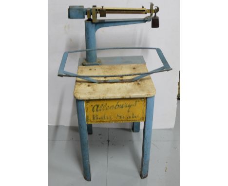 “Allenburys” Baby’s Weighing Scales, painted blue and yellow