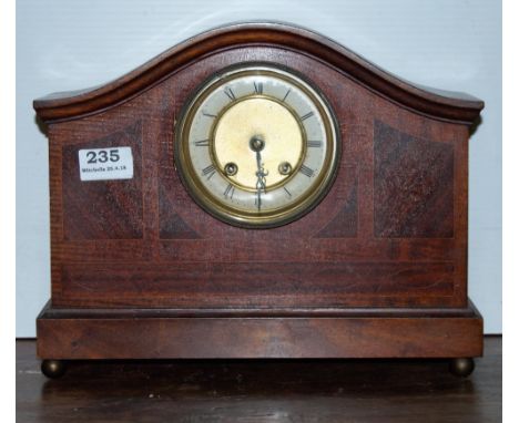 Mahogany Cased Mantle Clock, white dial, working