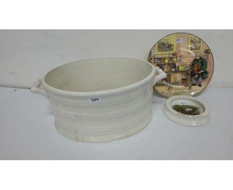 Large oval Booths Basin &amp; a “Baby’s Plate” &amp; Dr Johnston Plaque (3)