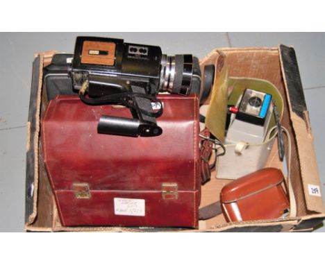 Box of vintage camera equipment – “Chinon de luxe” etc