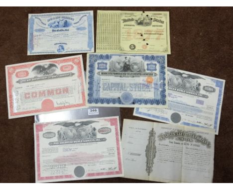 7 Assorted American Share Certificates from 1920 - 1976
