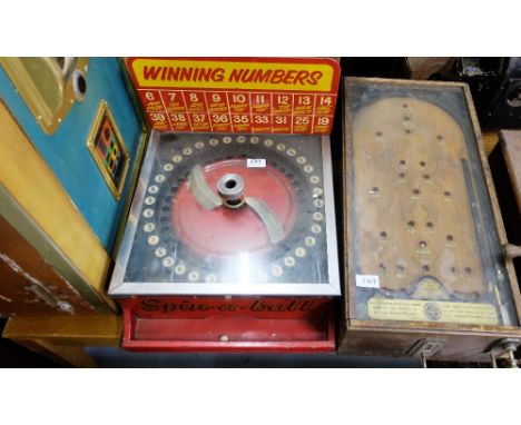 "Winning Numbers", spin a ball arcade game and a wooden Bagatelle game (2)