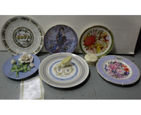 6 x Porcelain plates, Wedgewood, Franklin Mint - Diana, Princess etc and 2 Trinket dishes (8)