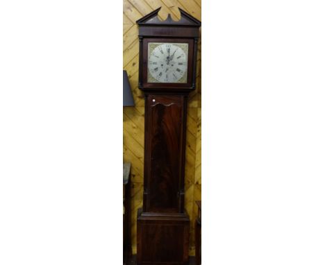Georgian Longcase Clock, c.1790, by Charles Morgan, Dublin, the silver dial is signed, with cast brass spandrels, in full wor