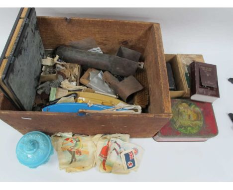 A Knightshead Precision Toy, A Copper Boiler, Toy Boats, Glass Lantern Slides, And Other Items.