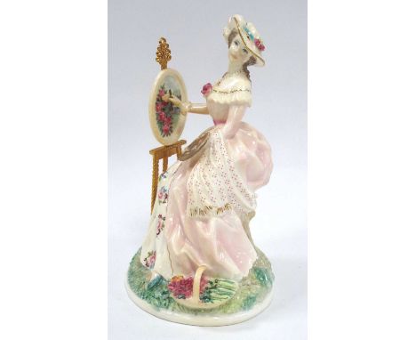 Royal Worcester 'Painting' figurine from 'The Graceful Arts' collection, approx. 21.5cm high. Missing bow from back.