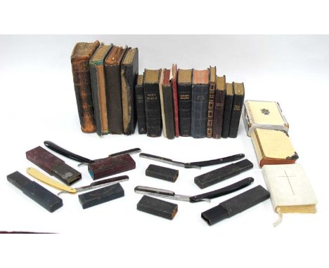 Book of Common Prayer Dated 1712, A.J. Jordan Sheffield cut-throat razor, T.R. Cadman &amp; Sons Sheffield cut-throat razor e