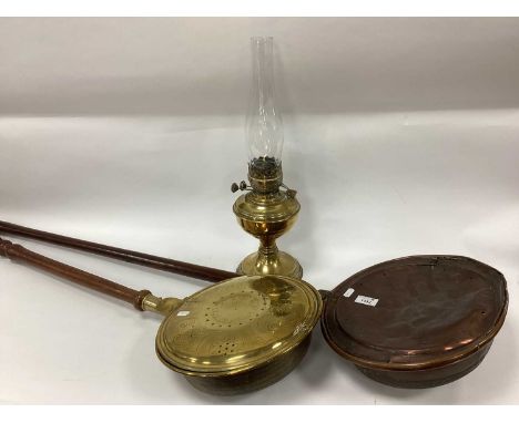 XIX Century Copper and Brass Warming Pans - brass oil lamp (3).