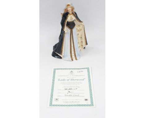 Royal Worcester 'Lady of Sherwood' figurine, limited edition 461/7500, with certificate, approx. 23cm high.No chips, cracks o