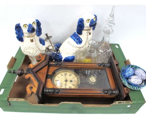Pair of XIX Century Staffordshire Spaniels painted in blue and cream, Nordic candle holder marked 'Nysolv 60gr', Yardleys old