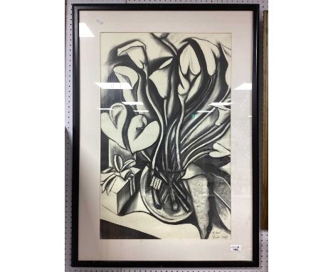 Christopher Crossley 'The Present' Charcoal Print 73.5 x 46.5cm presented to Penny and David Baker during their period as Lor