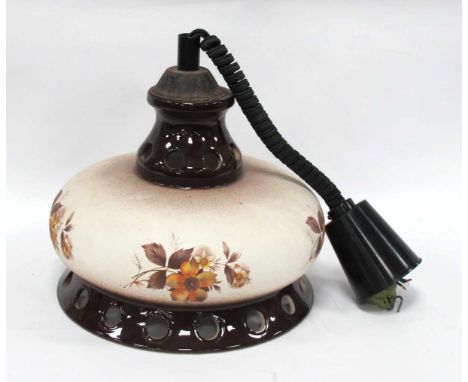 Brevettato For Rolly of Italy 1970s Rise and Fall Ceramic Hanging Lamp, approximately 28cm diameter.