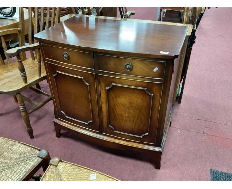 Mahogany Bow-Fronted Cabinet with Cupboard Doors, on bracket feet 85cm wide, 53cm depth.