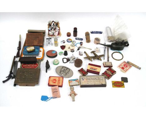 A Collection of Mid XX Century and Later Items. Including pen nibs, a broken coral necklace, pin badges, and other assorted I