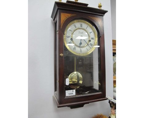 Comitti of London Westminster Chimes Wall Clock in the Edwardian Manner 23cm wide.