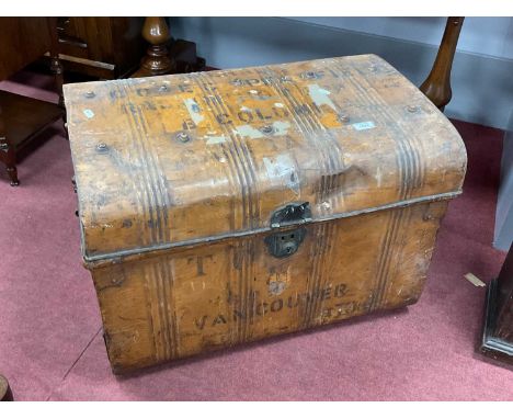 XIX Century Painted Tin Trunk, 71cm wide.