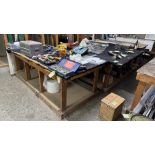 2 timber padded top Finishing Benches, 2410mm x 1540mm and 2450mm x 1220mm