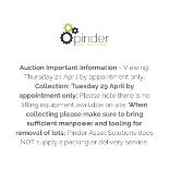 Auction Important Information - Viewing: Thursday 24 April by appointment only; Collection: