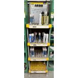 Approx. 34 various tubes Silicone, Acrylic Sealant, etc, including 4-shelf display rack