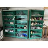 3 steel multi-shelf Racks and Contents, including milling cutters, UPVC locks, door and window
