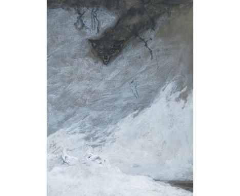 HARRY ROUNTREE (1878-1950) A FOX IN SNOW, SIGNED WATERCOLOUR, 33x24cms, TWO LANDSCAPES BY DIFFERENT HANDS AND A PORTRAIT SKET