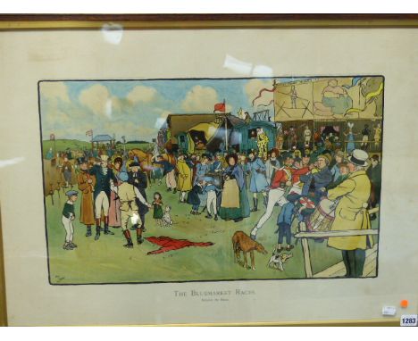 A VINTAGE COLOUR PRINT AFTER CECIL ALDIN THE BLUE MARKET RACES, 53 X 76CM