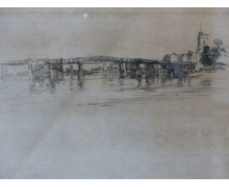 (ARR) JAMES ABBOTT MACNEILL WHISTLER, THE LITTLE PUTNEY NO 1, ETCHING, BEARS FAINT BUTTERFLY MOTIF, 13 X 31CM (pl.)