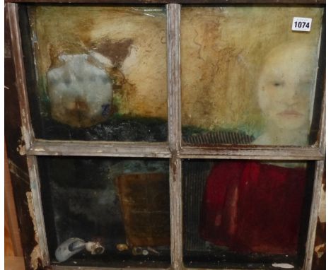 (ARR) PORTRAIT OF A GIRL IN GLAZED WINDOW FRAME, 64 X 62CM