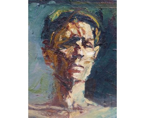 (ARR) NEIL GORDON, SELF PORTRAIT, OIL ON BOARD, 34 X 31.5CM