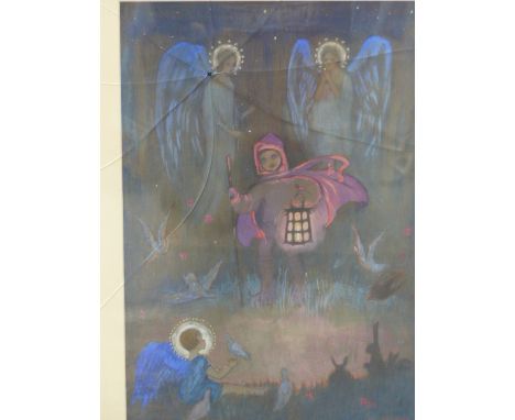 GWENDOLEN EVANS (ENGLISH EARLY 20TH CENTURY SCHOOL), MYSTICAL LANTERN LIGHT, SIGNED AND DATED 1926, WATERCOLOUR, 52 X 36CM