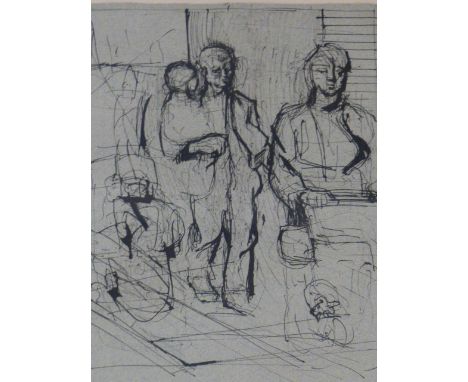(ARR) ROBERT MEDLEY, SKETCH FOR BUTCHER'S SHOP, SIGNED AND DATED '37, PEN AND INK, 31.5 X 24CM