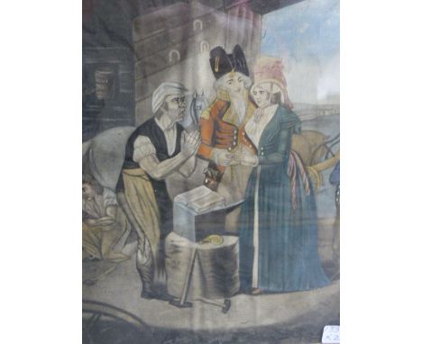 A LATE 18TH.C. HAND COLOURED COMIC PRINT, A FLAT BETWEEN TWO SHARPS, PRINTED BY BOWLES & CARTER AND ONE OTHER OF THE SAME PER