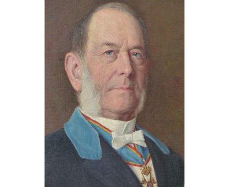 P. MOENNICH (CONTINENTAL LATE 19TH CENTURY) PORTRAIT OF A BARON, RUDOLF NETTLEBLADT, OIL ON CANVAS, 62 X 49CM