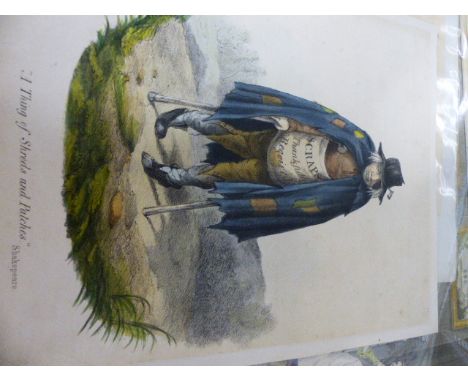 A 19TH CENTURY HAND COLOURED SATIRICAL PRINT ENTITLED "LOCOMOTION" AND VARIOUS OTHER COMIC 18TH CENTURY AND LATER PRINTS, ALL