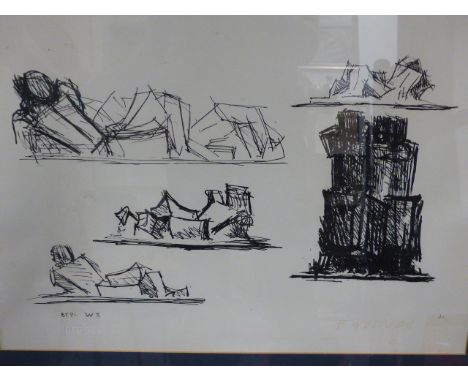 FRITZ WOTRUBA (AUSTRIAN 20TH CENTURY), PRINT OF ABSTRACT FORMS, SIGNED, 41 X 56CM