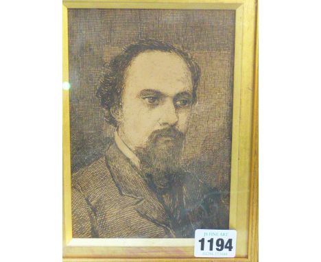 ATTRIBTED TO HENRY TREFFRY DUNN (1838-1899), PORTRAIT OF DANTE GABRIEL ROSSETTI, PEN AND INK, 17 X 12CM