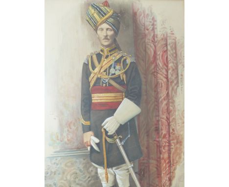 LATE 19TH CENTURY ENGLISH SCHOOL, PORTRAIT OF AN OFFICER, SIGNED INDISTINCTLY, WATERCOLOUR, 45 X 29CM