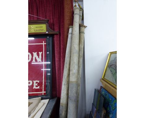 A GROUP OF FOUR LARGE ARCHITECTURAL PINE COLUMNS