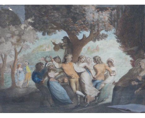 AFTER W.R.BIGG, THE ARRIVAL, COLOUR PRINT, 46x60cms AND TWO OTHER SIMILAR PRINTS, TWO IN EGLOMISE MOUNTS. (3)