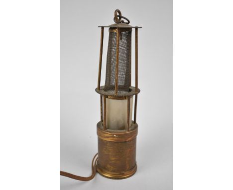 A Vintage Miners Lamp. Now Converted to Electricity, 20cms High 