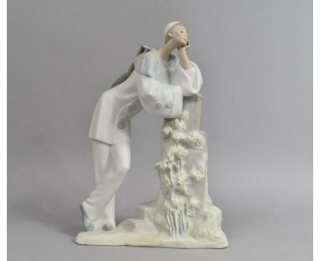 A Lladro Study Pierrot with Mandolin, 34cms High