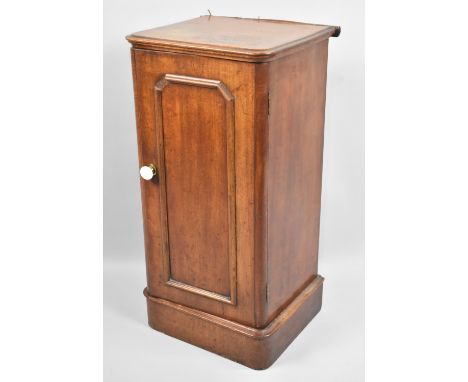 A Late 19th century Mahogany Bedside Cabinet with Ceramic Handle and Moulded Panelled Front, Condition Issues to include Loss