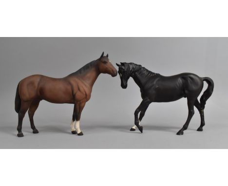 A Matt Beswick Stallion Together with a Beswick Matt 'Black Beauty' (Condition Issues) 