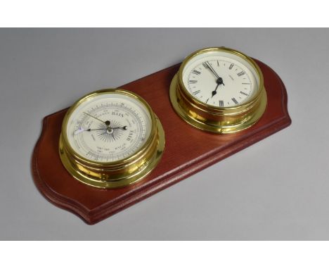A Metamec Brass Mounted Weather Station, Quartz Clock and Barometer 