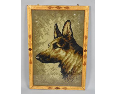 A Framed Axminster Carpet, Alsatian, Off the Last Run of The Carpet Factory in Matchstick Frame, 66cms Wide by 99.5cms High 
