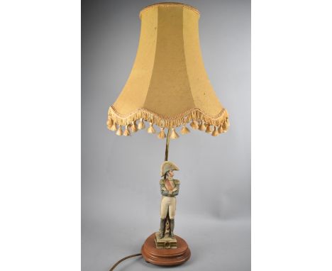 A Resin Figural Table Lamp, Napoleon with Brass Fitting on Wooden Plinth, Complete with Shade 