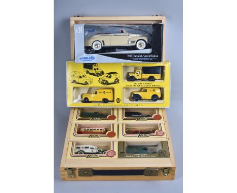 A Welly Diecast 1941 Chevrolet, Special Deluxe, Boxed AA Automobile Vans of the 50s and Six Lledo Boxed Vehicles 