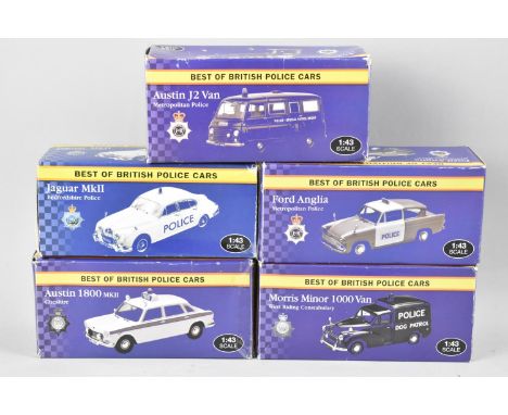 A Collection of Five Best of British Diecast Police Cars, 1:43 Scale 